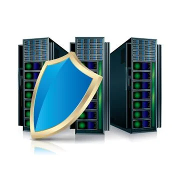Vector drawing super computer.Network security concept. Stock Illustration