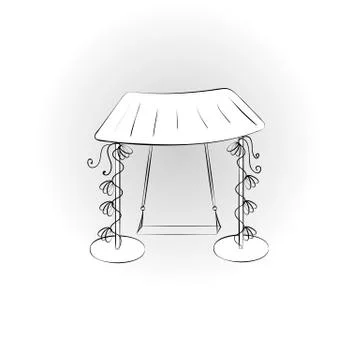 Vector drawing. Swing, overgrown with vines. Stock Illustration