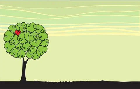 Vector drawing tree border frame background Stock Illustration