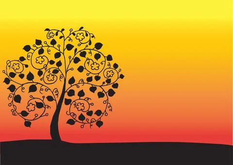 Vector drawing tree border frame background Stock Illustration