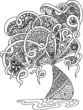 Vector drawing tree design pattern Illustrazione stock