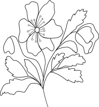 Vector drawing on a white background, flower in a linear style. For the design Stock Illustration