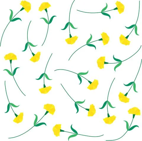 Vector drawing yellow carnation flowers set Stock Illustration