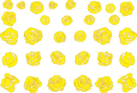Vector drawing yellow rose background design set Stock Illustration