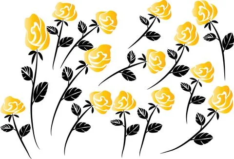 Vector drawing yellow rose background design set Stock Illustration