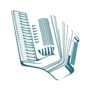 Vector drawn accordion. Isolated on white background. Stock Illustration