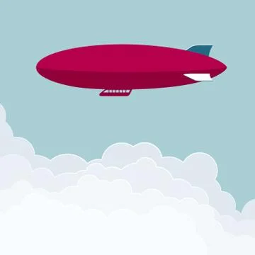 Vector drawn airship. The sky is blue. Stock Illustration
