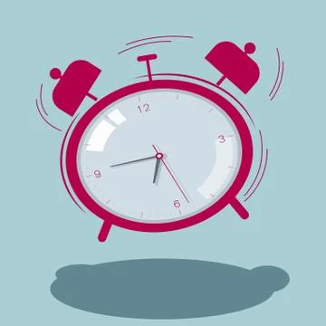 Vector drawn alarm clock. Isolated on blue background. Stock Illustration