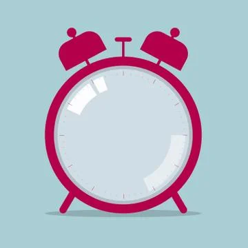Vector drawn alarm clock. Isolated on blue background. Illustrazione stock