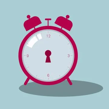 Vector drawn alarm clock. Isolated on blue background. Stock Illustration