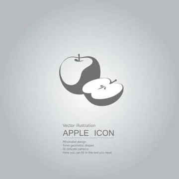 Vector drawn apple. The background is a gradient of gray. Stock Illustration