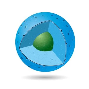 Vector drawn atom structure diagram,The image is blue and green. Stock Illustration