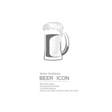 Vector drawn beer mug. Isolated on white background. Stock Illustration