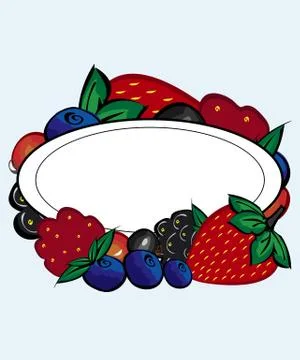 Vector drawn berries labels Stock Illustration