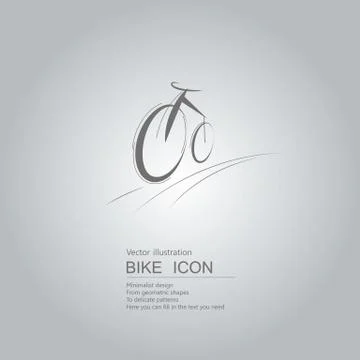 Vector drawn bicycle icon. The background is a gray gradient. Stock Illustration