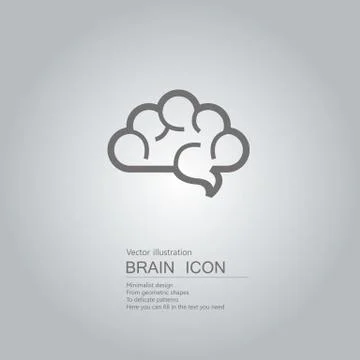 Vector drawn brain icon. The background is a gray gradient. Stock Illustration