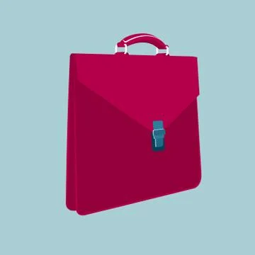Vector drawn briefcase. Isolated on blue background. Stock Illustration