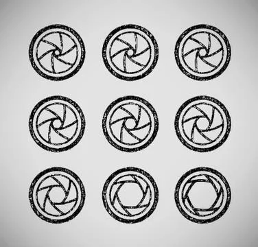 Vector drawn camera shutter apertures Stock Illustration