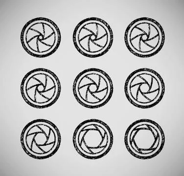 Vector drawn camera shutter apertures Vector drawn camera shutter aperture... Stock Photos