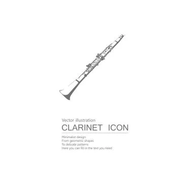 Vector drawn clarinet. Isolated on white background. Stock Illustration
