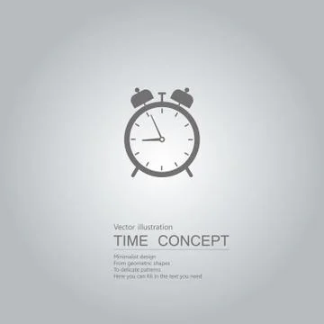 Vector drawn clock icon. Isolated on grey background. Illustrazione stock