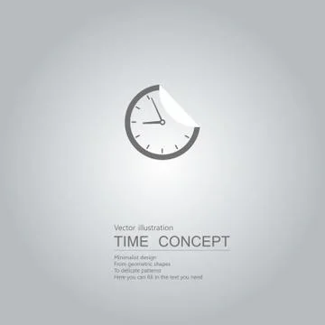 Vector drawn clock icon. Isolated on grey background. Stock Illustration