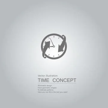 Vector drawn clock icon. Isolated on grey background. Stock Illustration