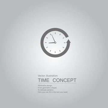 Vector drawn clock icon. Isolated on grey background. Stock Illustration