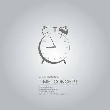 Vector drawn clock icon. Isolated on grey background. Stock Illustration