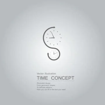 Vector drawn clock icon. Isolated on grey background. Stock Illustration