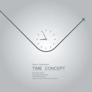 Vector drawn clock icon. Isolated on grey background. Stock Illustration