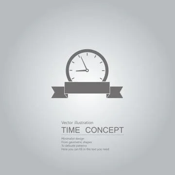 Vector drawn clock icon. Isolated on grey background. Stock Illustration