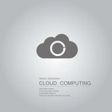 Vector drawn cloud computing. The background is a gray gradient. Illustrazione stock