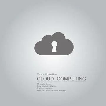 Vector drawn cloud computing. The background is a gray gradient. Stock Illustration