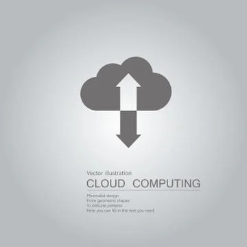 Vector drawn cloud computing. The background is a gray gradient. Illustrazione stock