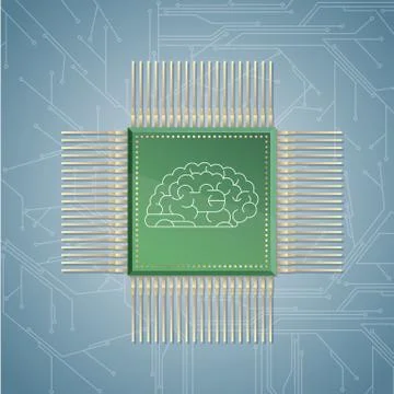 Vector drawn computer processor,Circuit board design concept. Stock Illustration