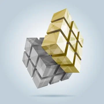 Vector drawn cubes, isolated on gray background. Stock Illustration