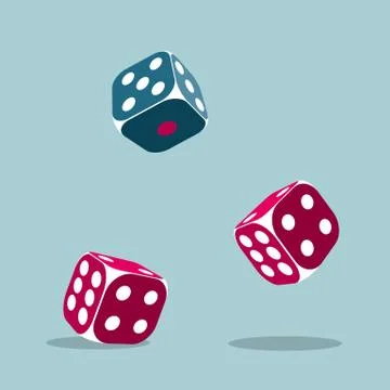 Vector drawn dice. Isolated on blue background. Illustrazione stock
