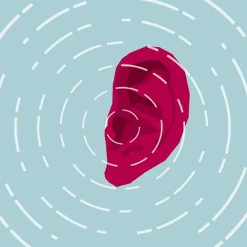 Vector drawn ears. Isolated on blue background. Stock Illustration