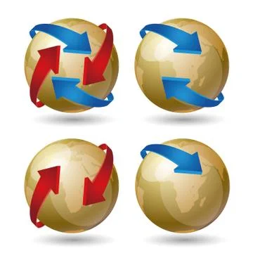 Vector drawn earth icon set Stock Illustration