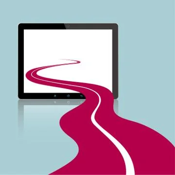 Vector drawn electronic devices, isolated on blue background. Stock Illustration