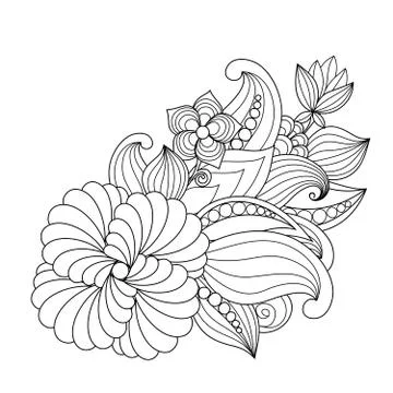 Vector  drawn flowers, plants Stock Illustration