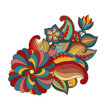 Vector  drawn flowers, plants Stock Illustration