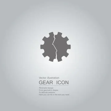 Vector drawn gear icon. The background is a gray gradient. Stock Illustration