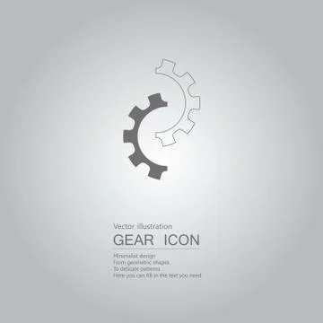 Vector drawn gear icon. The background is a gray gradient. Stock Illustration