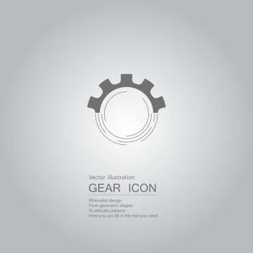 Vector drawn gear icon. The background is a gray gradient. Stock Illustration