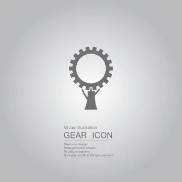 Vector drawn gear icon. The background is a gray gradient. Stock Illustration