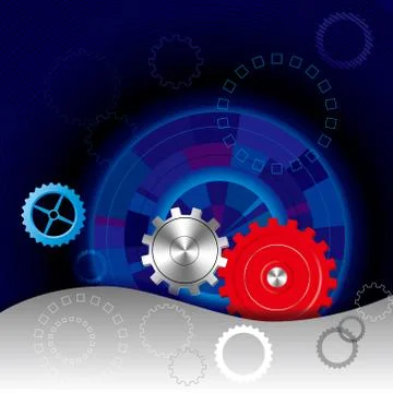Vector drawn gears. Isolated on black background. Illustrazione stock