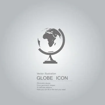 Vector drawn globe. The background is a gray gradient. Stock Illustration