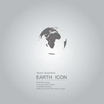 Vector drawn globe icon. The background is a gray gradient. Stock Illustration